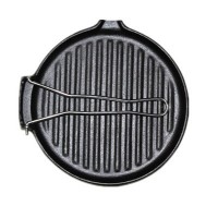 pre-seasoned cast iron grill pan/ griddle with foldable handle